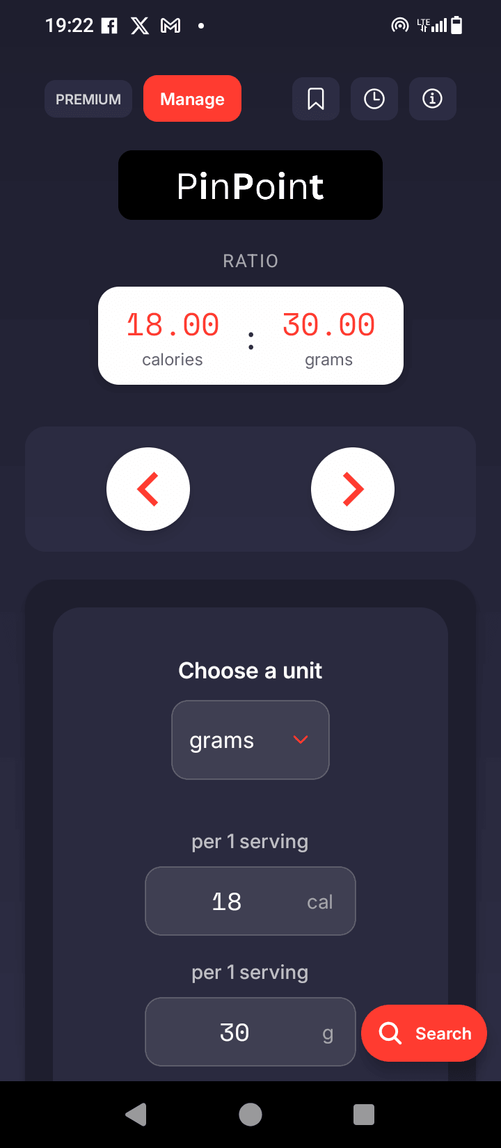Screenshot of Calorie Converter